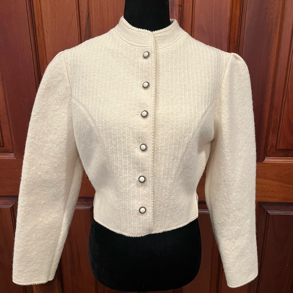 Vintage Lands End Boiled Wool Jacket Cottage Core Preppy Academia Sz 8